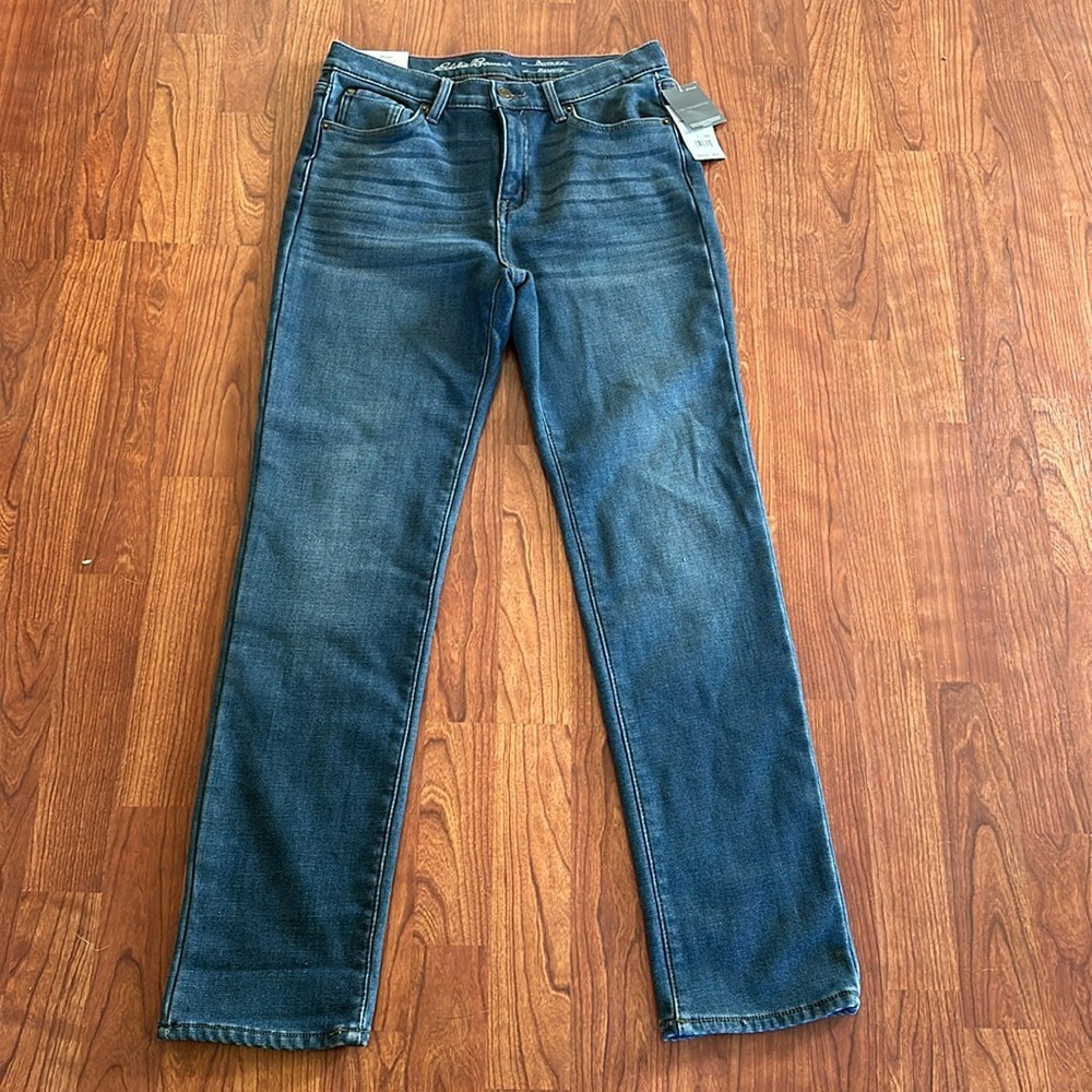 Eddie Bauer fleece lined boyfriend jeans size 8. NWT.
